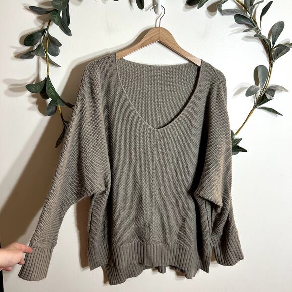 Taupe V Neck Sweater LAST CALL - Picture 1 of 3